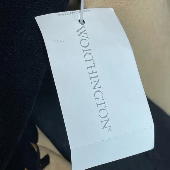 WORTHINGTON Women’s Size 12 Camel/Black‎ Full Zip Jacket With Shoulder Pads NWT - Picture 11 of 11